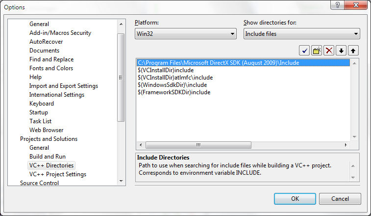 Include Files for VCPP Directories
